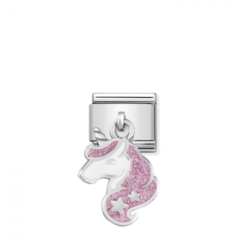 Link Nomination Glitter Unicorn Silver