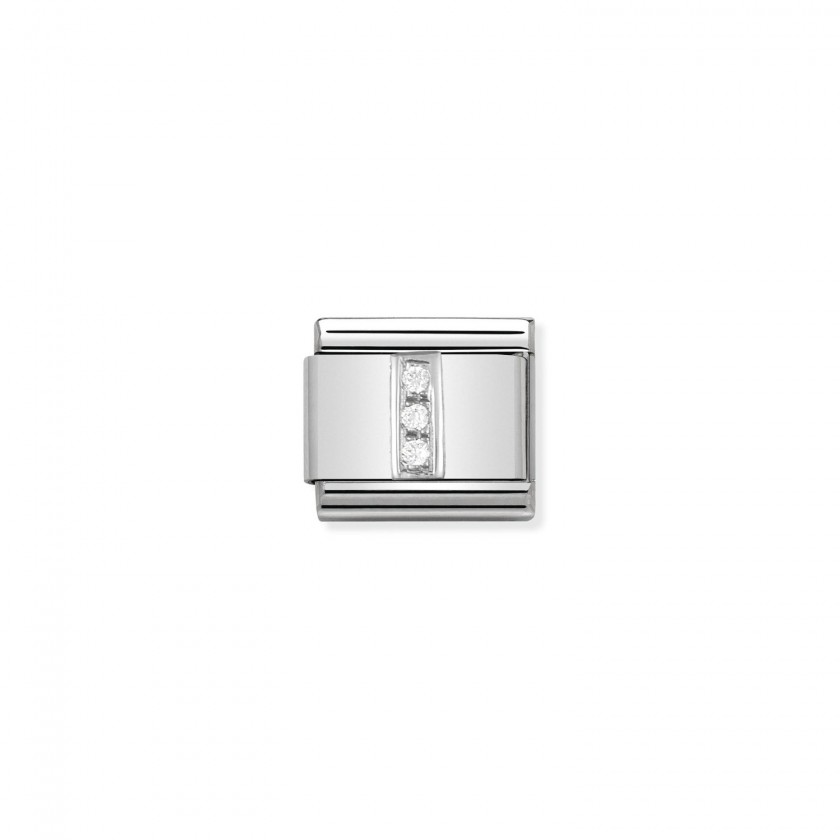 Link Nomination Silver Letra I c/Pedras