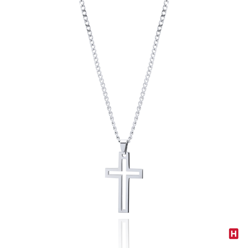 Colar HASSU Cruz - Metal Comum